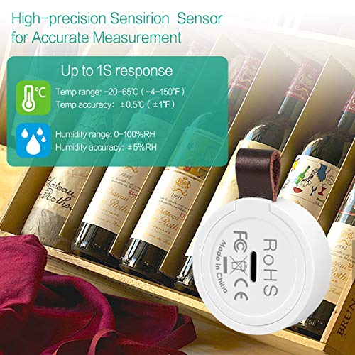ORIA Termómetro Higrómetro Inalámbrico Bluetooth, Sensor de Humedad de Temperatura con Exportación de Almacenamiento de Datos, Termometro Digital con Android y iPhone para Habitación