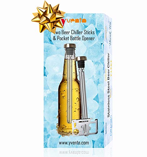 Original Regalo 2 Enfriadores de Botella Cerveza y Abridor Multifunción - Accesorio Utensilio Acero Inoxidable, Idea Aniversario Cumpleaños Padre Hombre Papa Hermano Amigo Divertido Frikis Especiales