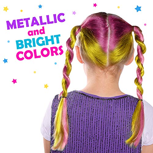 Original Stationery Tizas para el pelo x10 Set de Tizas de Color Lavables, muy fáciles de usar- Son Colores Metálicos de Hair Chalk for Girls Regalos para Niñas de 3 a 12 años