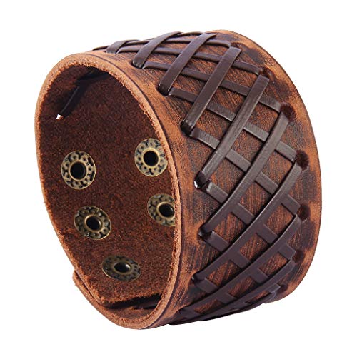 Original Tribe Hombres antiguos de cuero marrón Brazalete Cuero venda de muñeca del Wristband Handcrafted Jewelry SL2259