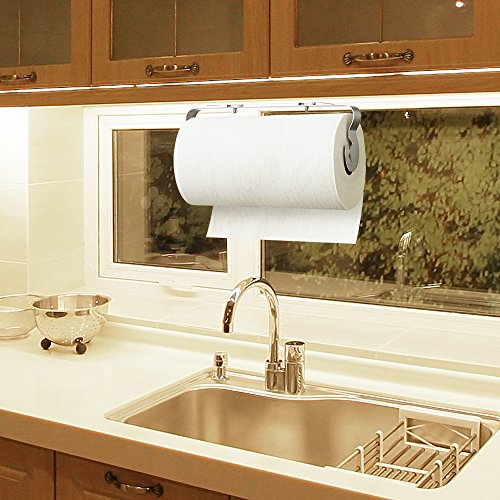 Oriware Adhesivo Portarrollos de Cocina Debajo Del Gabinete Dispensador Soporte para Papel Acero Inoxidable - Sin Perforar