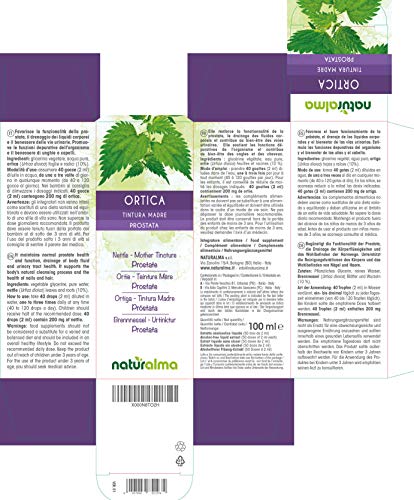 ORTIGA (Urtica dioica) hojas y raíces Tintura Madre sin alcohol NATURALMA | Extracto líquido gotas 100 ml | Complemento alimenticio | Vegano