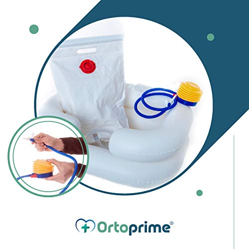 OrtoPrime Lavacabezas Hinchable con tubo de Drenaje - Lavacabezas Portátil Peluquería con Hinchador - Lavabo de Cabello - Bañera Hinchable para Cama y Silla - Kit Completo