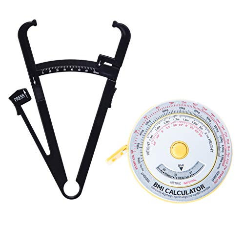 OrtoPrime Pack Cinta Métrica corporal Profesional Nutricionista IMC + Plicómetro Profesional Indice Medidor de grasa Corporal - Caliper Medidor de Masa Corporal - Cinta métrica anatómica 150 cm