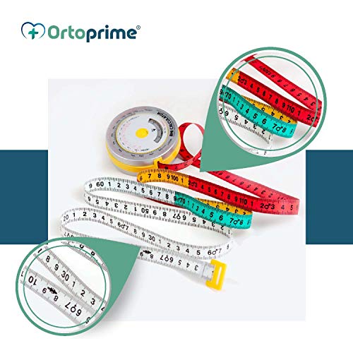 OrtoPrime Pack Cinta Métrica corporal Profesional Nutricionista IMC + Plicómetro Profesional Indice Medidor de grasa Corporal - Caliper Medidor de Masa Corporal - Cinta métrica anatómica 150 cm