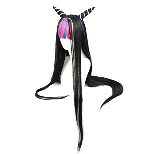 OSIAS Peluca Cosplay Anime, Peluca Danganronpa, Peluca con Capucha Gratuita, para Halloween, Fiesta, Carnaval, Vida Nocturna, Conciertos, Bodas (Peluca Mioda Ibuki)
