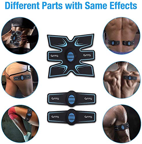 OSITO Estimulador Muscular Abdominales, EMS Estimulador Muscular, Entrenador Muscular con 10 PCS Reemplazo Gel Pad para Abdomen/Cintura/Pierna/Brazo, 10 Modos y 25 Niveles de Intensidad