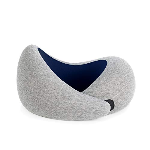 OSTRICHPILLOW GO Almohada de Viaje viscoelástica con Memory Foam para el Dolor de Cuello a Dormir en Aviones, Tren, Coche – Color Azul Oscuro – Blue