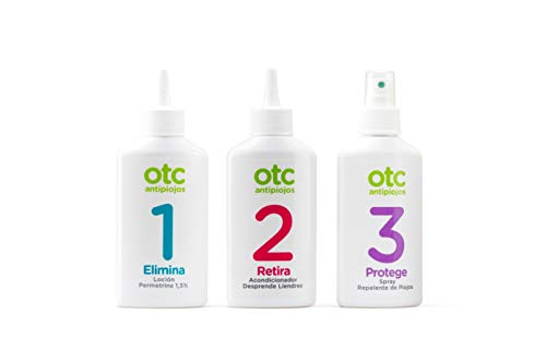Otc Antipiojos Kit 123 Permetrina Tratamiento Completo antipiojos - Elimina, retira y protege contra piojos y liendres - Loción, acondicionador, spray repelente, gorro y lendrera