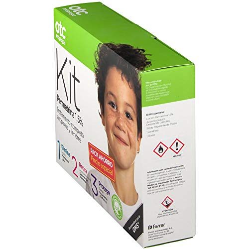Otc Antipiojos Kit 123 Permetrina Tratamiento Completo antipiojos - Elimina, retira y protege contra piojos y liendres - Loción, acondicionador, spray repelente, gorro y lendrera