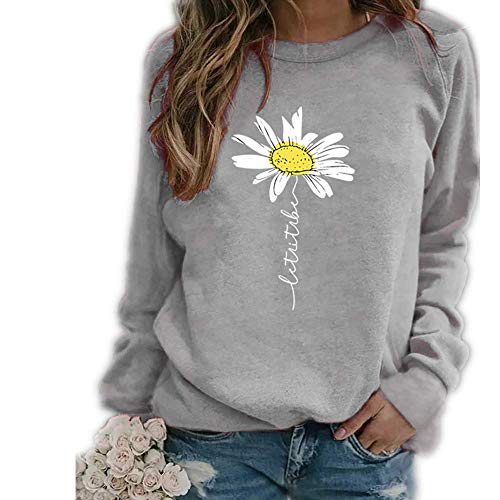 Otoño/Invierno de Las Mujeres de Manga Larga Camiseta de impresión Jersey Casual Cuello Redondo Top Flojo suéter