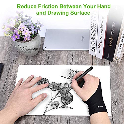 OTraki Guante Dibujo Anti Incrustantes para Tableta Gráfica Guantes Artritis Guante de Dos Dedos Tama?o Universal con Dos Dedos para Mano Derecha e Izquierda - Pack de 4