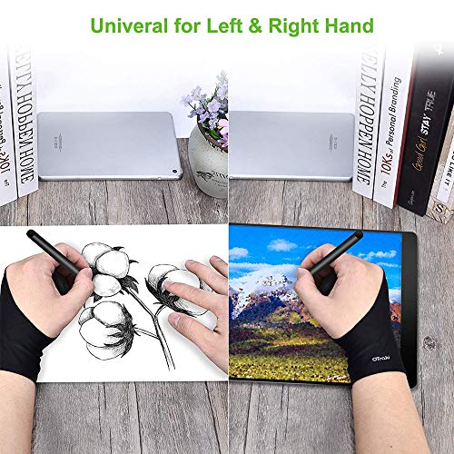 OTraki Guante Dibujo Anti Incrustantes para Tableta Gráfica Guantes Artritis Guante de Dos Dedos Tama?o Universal con Dos Dedos para Mano Derecha e Izquierda - Pack de 4