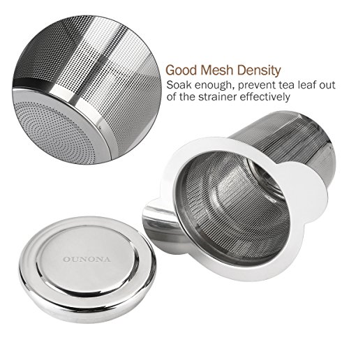 OUNONA Infusor de Te Filtros para Te Acero inoxidable 304 con la tapa para las tazas, las tazas, y los potes flojos del té del grano de la hoja