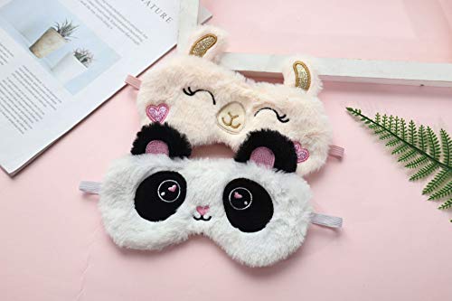 Ourine Soft Plush Unicorn Panda Sleeping Mask, Soft Plush Unicorn Panda Sleeping Mask Animal Sleep Mask máscara de Ojos para niñas Mujeres niños Negro
