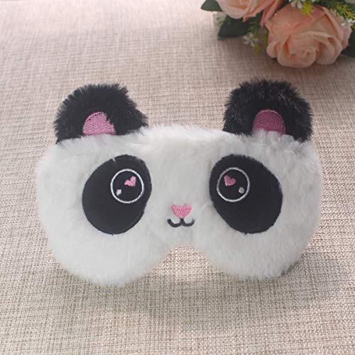 Ourine Soft Plush Unicorn Panda Sleeping Mask, Soft Plush Unicorn Panda Sleeping Mask Animal Sleep Mask máscara de Ojos para niñas Mujeres niños Negro