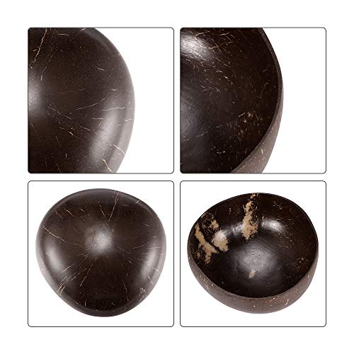 OurLeeme Coconut Bowl, 2 Set Natural hecho a mano Coconut Shell Bowl Ligero Vegan Friendly para desayuno, helado, cereales, fruta, yogurt
