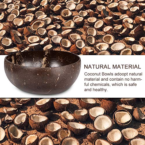OurLeeme Coconut Bowl, 2 Set Natural hecho a mano Coconut Shell Bowl Ligero Vegan Friendly para desayuno, helado, cereales, fruta, yogurt