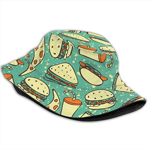 out Fast Food Burger Hot Dog Unisex Gorros de Pescador Sombreros de Pesca Flat Top Fisherman Hat Outdoor Sun Cap