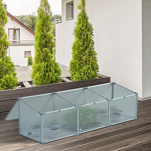 Outsunny Invernadero de Jardín Exterior Aluminio Policarbonato Transparente Vivero Casero para Plantas Cultivos Protección UV y Resistente