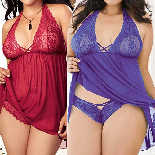 OverDose Conjuntos de lencería Mujer Encaje Atractivo Ropa de Dormir