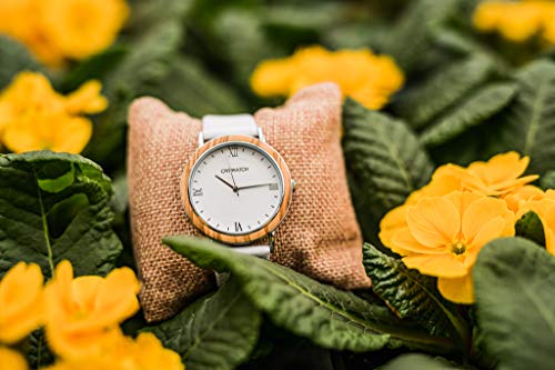 Ovi Watch, Reloj Blanco de Madera - Correa Blanco Cuero Genuino