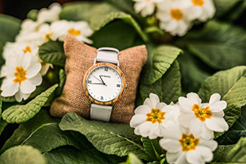Ovi Watch, Reloj Blanco de Madera - Correa Blanco Cuero Genuino