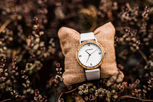 Ovi Watch, Reloj Blanco de Madera - Correa Blanco Cuero Genuino