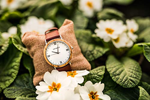 Ovi Watch - Relojes de Madera - Rojo Cuero Genuino