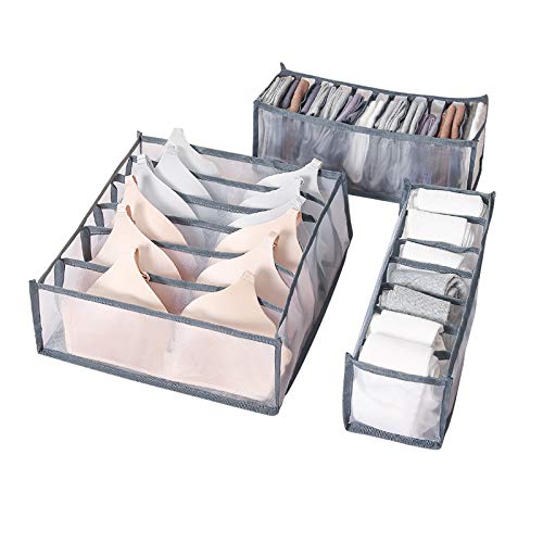 Owoda Cajas Organizadoras, Organizadores de Cajones, 3 Organizador de Ropa Interior Plegable Organizador de Armario Plegable Cajón, para Almacenar Calcetines, Bufandas, Sujetador