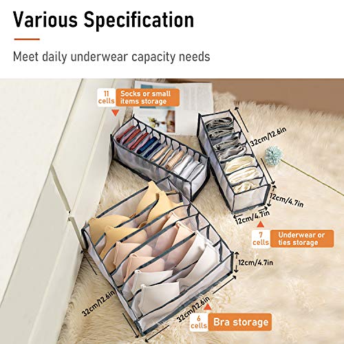 Owoda Cajas Organizadoras, Organizadores de Cajones, 3 Organizador de Ropa Interior Plegable Organizador de Armario Plegable Cajón, para Almacenar Calcetines, Bufandas, Sujetador