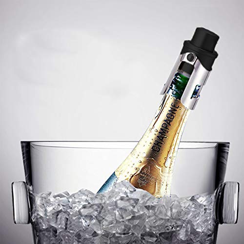 Owoda Tapones de Botella para Champán, 2 Unidades Tapón de Vino Reutilizable Tapón de Champán al Vacío, con Marcador de Fecha, Bomba de presión incorporada, Amantes del Vino