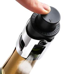 Owoda Tapones de Botella para Champán, 2 Unidades Tapón de Vino Reutilizable Tapón de Champán al Vacío, con Marcador de Fecha, Bomba de presión incorporada, Amantes del Vino