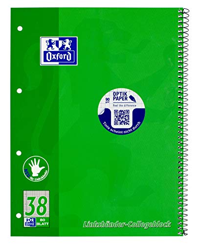 Oxford 100050405 - Cuaderno de espiral (para zurdos, 10 unidades, cuadriculado, 80 hojas, A4, 90 g/m²)