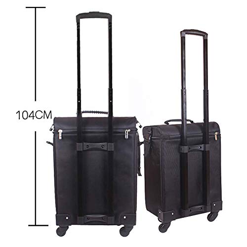 Oxford Laminación Maquillaje Estuche Tren Trolley Estuche cosmético Bolso de equipaje, Uñas De Mujer Caja Herramientas de maquillaje,Tatuaje Belleza Salones Maleta Trolley con 4 ruedas desmontables