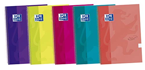 Oxford Touch - Cuaderno espiral tapa extradura, Fº, 4 x 4 c/m, color coral