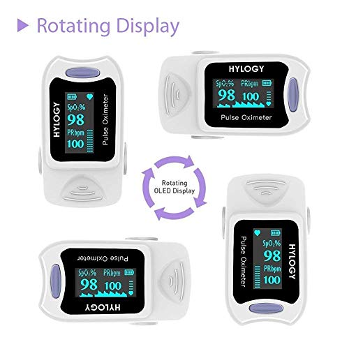 Oxímetro de Pulso, HYLOGY Pulsioxímetro de dedo, Portátil Pulsómetro Fácil de leer Pulsioxímetro de dedo Para el cuidado de la salud familiar (Blanco)