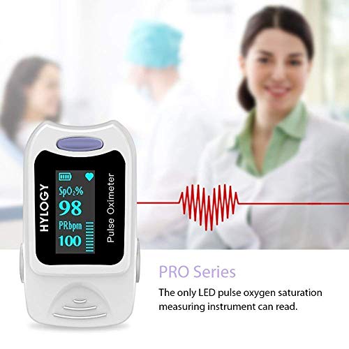 Oxímetro de Pulso, HYLOGY Pulsioxímetro de dedo, Portátil Pulsómetro Fácil de leer Pulsioxímetro de dedo Para el cuidado de la salud familiar (Blanco)
