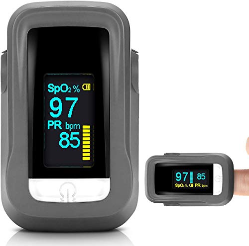 Oxímetro de Pulso, Pulsioximetro de Dedo Profesional con Pantalla OLED que Medición y Lectura Instantánea de SpO2, PR y PI Aplica para Adultos y Niños