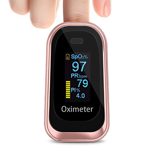 Oxímetro de Pulso, Pulsioximetro de Dedo Profesional con Pantalla OLED que Medición y Lectura Instantánea de SpO2, PR y PI Aplica para Adultos y Niños(Plata-Negro)