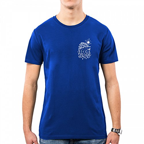 PACDESIGN Camiseta Hombre Drawing Tattoo Mare Acqua Sole Holiday Sea Sun Ruvid Sr0014a, L, Royal