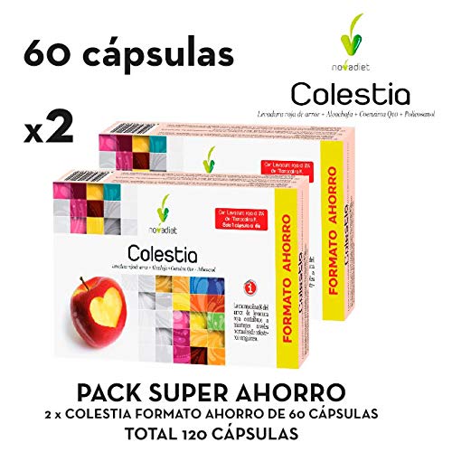 PACK 2 UDS. FORMATO AHORRO DE COLESTIA - 60 CÁPSULAS x 2 (TOTAL 120 CAPS) - NOVADIET - MANTEN TU COLESTEROL BAJO CONTROL - ENVÍO 24 HORAS CORREOS EXPRESS