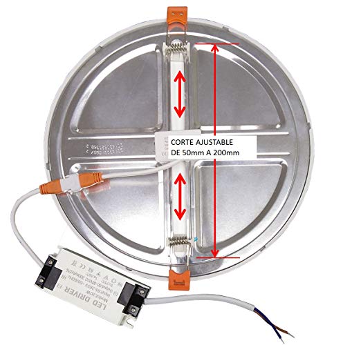 Pack 2x Panel LED redondo 20w, corte AJUSTABLE (50-200mm). Color Blanco Frío (6500K). Driver incluido. A++