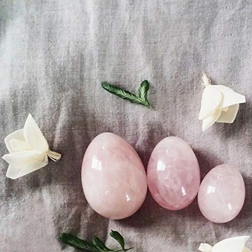 Pack 3 Huevos Yoni de Cuarzo Rosa | YONI EGGS | S - M - L | Completo | Ayuda a intensificar Orgasmos, Lubricación Natural Vaginal, Ejercita Suelo Pélvico y Vagina, Reduce Cólicos Menstruales |