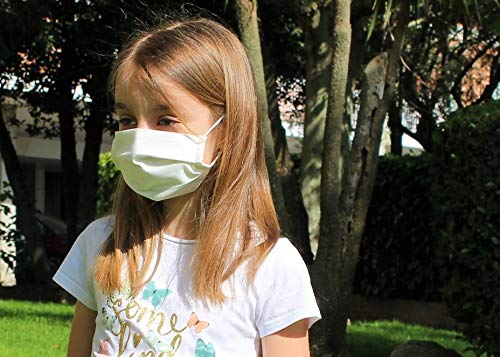 Pack 5x Mascarilla Higiénica Reutilizable UNE 0065 Tela 100% Algodón - Niño 9-12 años M - BFE 98% - Lavable - Premium - Homologada en España - Cottonblock