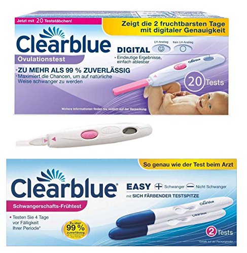 Pack Ahorro: 20 Pruebas de Ovulación Digital Clearblue + 2 Pruebas de Embarazo Fast & Easy Clearblue