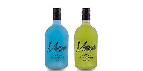 Pack de 2 botellas Montpensier Gin Premium. 5 destilaciones y 10 botánicos. Ginebra Andaluza. (Blue + Melón)