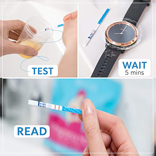 Pack de 50 Test de Embarazo HCG Sweety Fox - Test Embarazo deteccion Temprana con tiras reactivas orina de Embarazo - Resultados Rápidos y Fiables -25mlU/ml