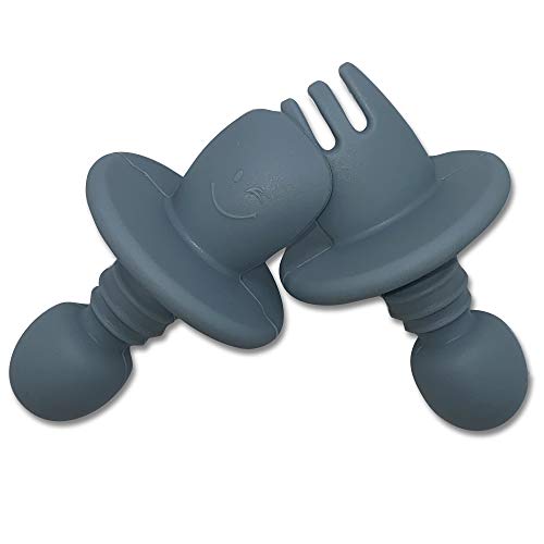 Pack de Bebe para Alimentación de Silicona Impermeable BLW/Plato Con Ventosa Antideslizante y Antivuelco para Recién Nacido/Babero Flexible Protege pechitos del bebe (azul)