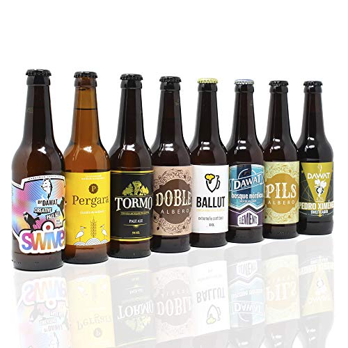 Pack de cerveza artesana. 16 Cervezas Artesanas de las mejores marcas. El mejor regalo. Incluye Río Azul Flora, medalla de Bronce en Barcelona Beer Challenge 2020 categoría SPECIALTY IPA BELGIAN IPA